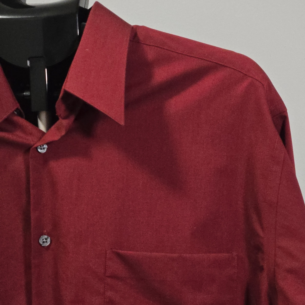 Crazy Horse Mens Button-Down Dress Shirt 16 32/33 Maroon 100% Cotton Classic Red